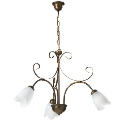 ODINO LAMPADARIO CLASSICO 3 LUCI IN METALLO BRONZO SPENNELLATO ORO D60 CM LAMPADINE ATTACCO E14
