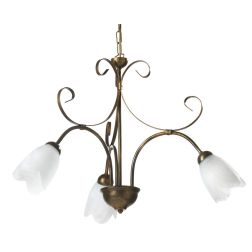 ODINO LAMPADARIO CLASSICO 3 LUCI IN METALLO BRONZO SPENNELLATO ORO D60 CM LAMPADINE ATTACCO E14