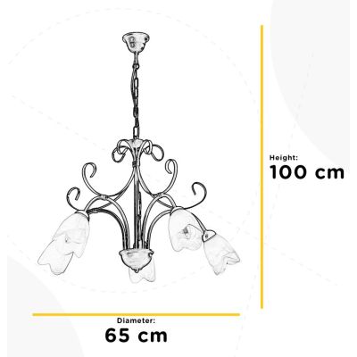ODINO LAMPADARIO CLASSICO 5 LUCI IN METALLO BRONZO SPENNELLATO ORO D65 CM LAMPADINE ATTACCO E14