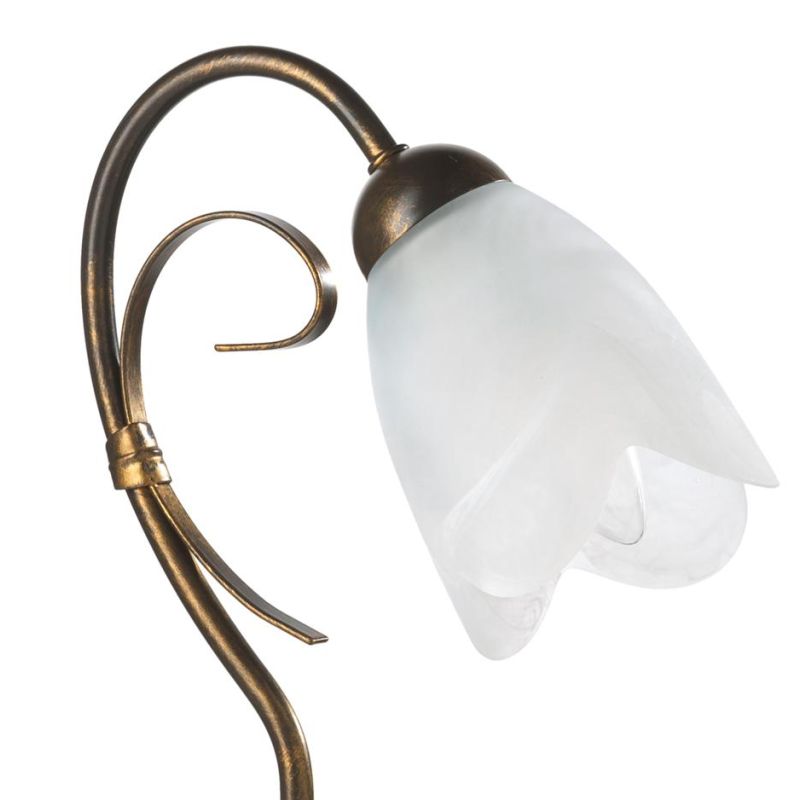 ODINO LUMETTO IN METALLO BRONZO SPENNELLATO ORO CON DIFFUSORE IN VETRO LAMPADINA ATTACCO E14