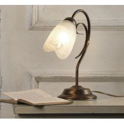 ODINO LUMETTO IN METALLO BRONZO SPENNELLATO ORO CON DIFFUSORE IN VETRO LAMPADINA ATTACCO E14