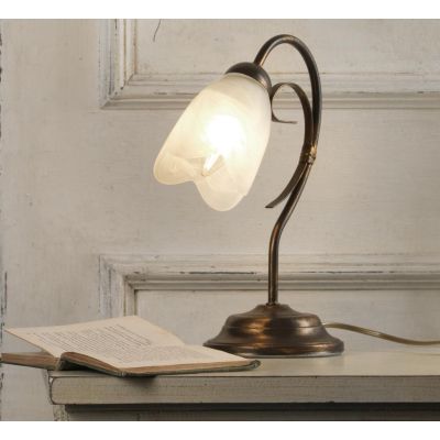 ODINO LUMETTO IN METALLO BRONZO SPENNELLATO ORO CON DIFFUSORE IN VETRO LAMPADINA ATTACCO E14