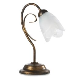ODINO LUMETTO IN METALLO BRONZO SPENNELLATO ORO CON DIFFUSORE IN VETRO LAMPADINA ATTACCO E14 2
