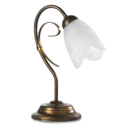 ODINO LUMETTO IN METALLO BRONZO SPENNELLATO ORO CON DIFFUSORE IN VETRO LAMPADINA ATTACCO E14
