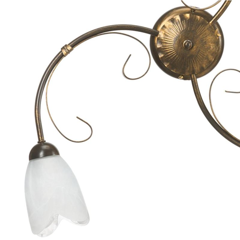ODINO PLAFONIERA 3 LUCI IN METALLO BRONZO SPENNELLATO ORO CON DIFFUSORI IN VETRO CLASSICA LAMPADINE E14