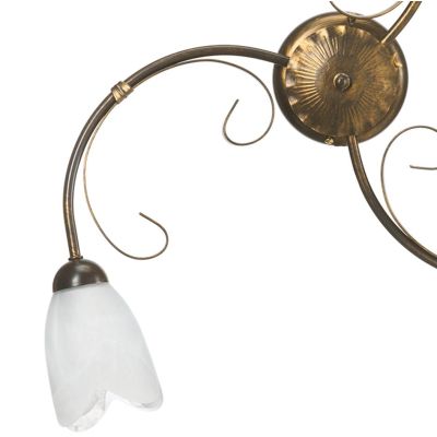 ODINO PLAFONIERA 3 LUCI IN METALLO BRONZO SPENNELLATO ORO CON DIFFUSORI IN VETRO CLASSICA LAMPADINE E14