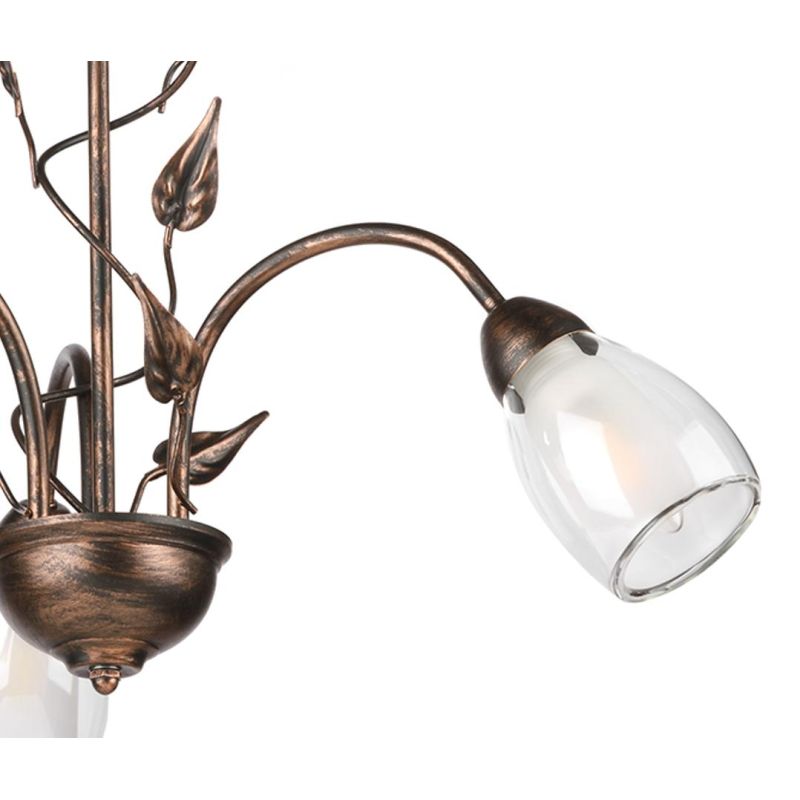LILIANA LAMPADARIO A 3 LUCI IN METALLO BRONZO SPENNELLATO ORO CON DIFFUSORI IN VETRO CLASSICO LAMPADINE E14