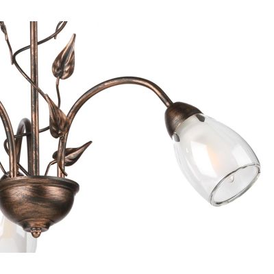 LILIANA LAMPADARIO A 3 LUCI IN METALLO BRONZO SPENNELLATO ORO CON DIFFUSORI IN VETRO CLASSICO LAMPADINE E14