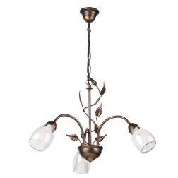 LILIANA LAMPADARIO A 3 LUCI IN METALLO BRONZO SPENNELLATO ORO CON DIFFUSORI IN VETRO CLASSICO LAMPADINE E14 2