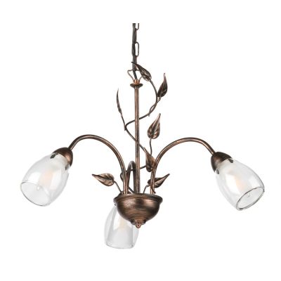 LILIANA LAMPADARIO A 3 LUCI IN METALLO BRONZO SPENNELLATO ORO CON DIFFUSORI IN VETRO CLASSICO LAMPADINE E14