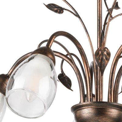 LILIANA LAMPADARIO A 5 LUCI IN METALLO BRONZO SPENNELLATO ORO CON DIFFUSORI IN VETRO CLASSICO LAMPADINE E14