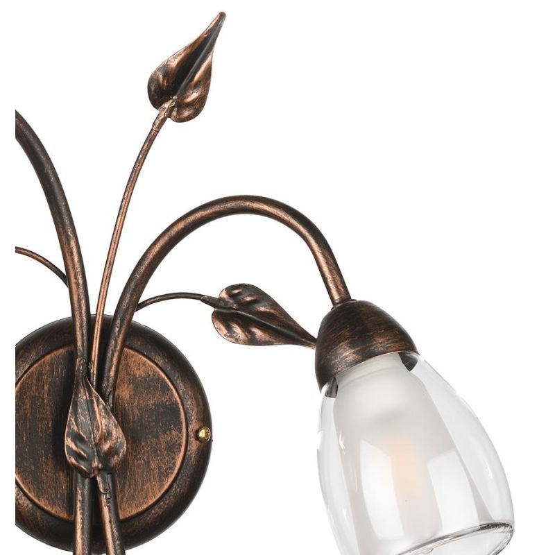LILIANA LAMPADA DA PARETE A 2 LUCI IN METALLO BRONZO SPENNELLATO ORO CON DIFFUSORI IN VETRO CLASSICA