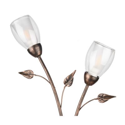 LILIANA LAMPADA DA TAVOLO 2 LUCI IN METALLO BRONZO SPENNELLATO ORO CON 2 DIFFUSORI IN VETRO CLASSICA