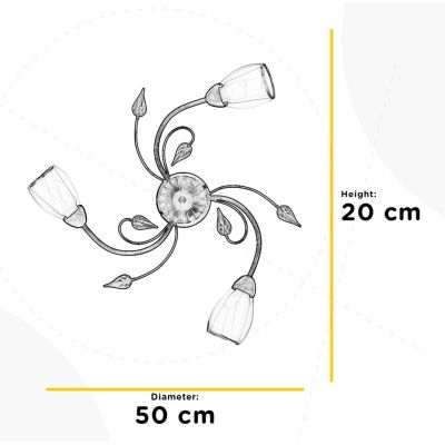 LILIANA PLAFONIERA CLASSICA 3 LUCI IN METALLO BRONZO SPENNELLATO ORO CON DIFFUSORI IN VETRO