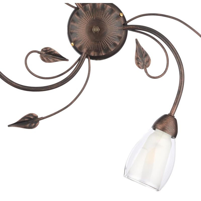 LILIANA PLAFONIERA CLASSICA 3 LUCI IN METALLO BRONZO SPENNELLATO ORO CON DIFFUSORI IN VETRO