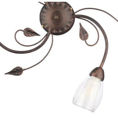 LILIANA PLAFONIERA CLASSICA 3 LUCI IN METALLO BRONZO SPENNELLATO ORO CON DIFFUSORI IN VETRO