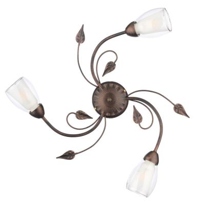 LILIANA PLAFONIERA CLASSICA 3 LUCI IN METALLO BRONZO SPENNELLATO ORO CON DIFFUSORI IN VETRO