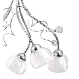 WENDY LAMPADARIO CLASSICO 5 LUCI D55 CM IN METALLO CROMO CON DIFFUSORI IN VETRO LAMPADINE E14 2