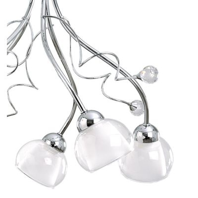 WENDY LAMPADARIO CLASSICO 5 LUCI D55 CM IN METALLO CROMO CON DIFFUSORI IN VETRO LAMPADINE E14