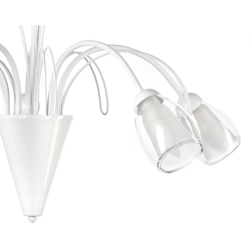 ANTRON LAMPADARIO CLASSICO 5 LUCI IN METALLO BIANCO CON DIFFUSORI IN VETRO LAMPADINE ATTACCO E14