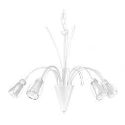 ANTRON LAMPADARIO CLASSICO 5 LUCI IN METALLO BIANCO CON DIFFUSORI IN VETRO LAMPADINE ATTACCO E14
