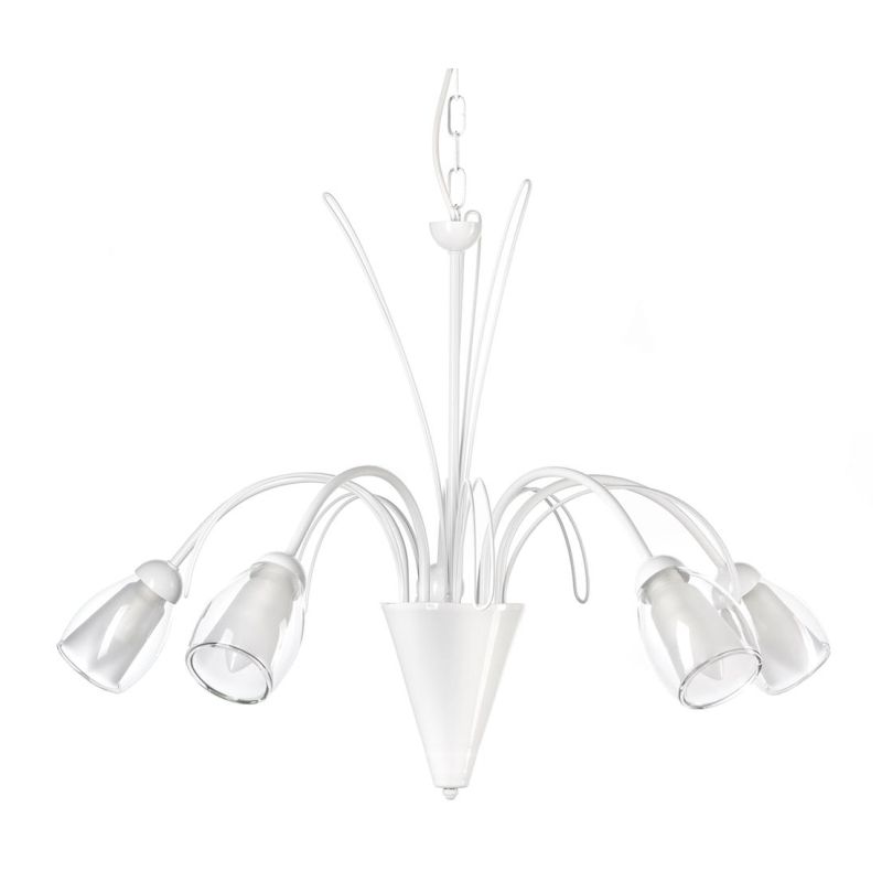 ANTRON LAMPADARIO CLASSICO 5 LUCI IN METALLO BIANCO CON DIFFUSORI IN VETRO LAMPADINE ATTACCO E14