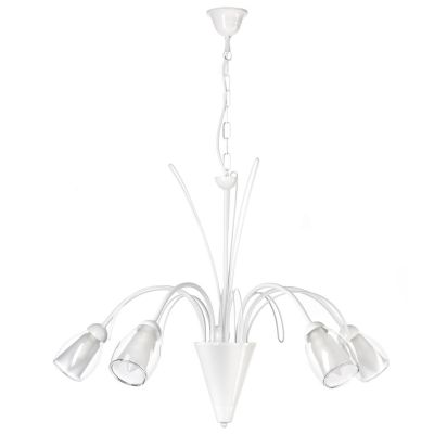 ANTRON LAMPADARIO CLASSICO 5 LUCI IN METALLO BIANCO CON DIFFUSORI IN VETRO LAMPADINE ATTACCO E14