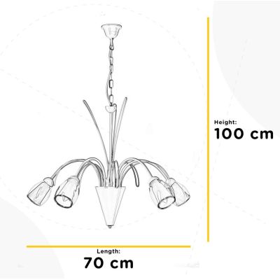 ANTRON LAMPADARIO CLASSICO 5 LUCI IN METALLO BIANCO CON DIFFUSORI IN VETRO LAMPADINE ATTACCO E14