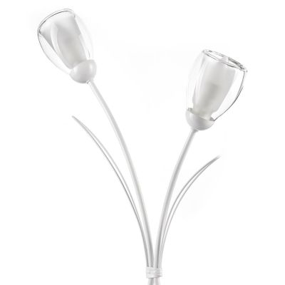 ANTRON LAMPADA DA TAVOLO CLASSICA 2 LUCI IN METALLO BIANCO CON DIFFUSORI IN VETRO LAMPADINE ATTACCO E14