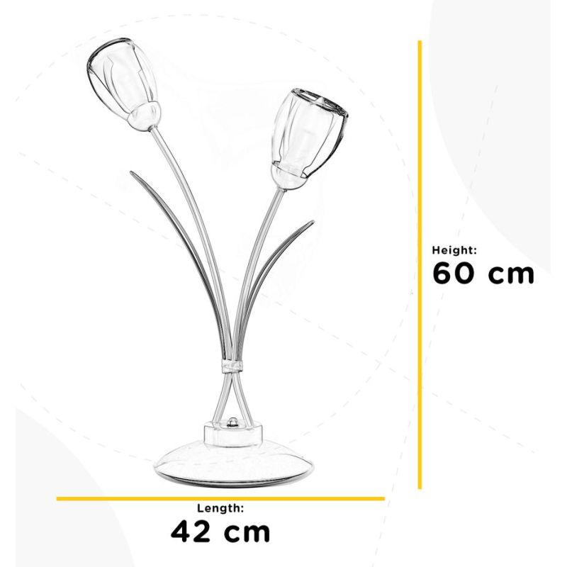 ANTRON LAMPADA DA TAVOLO CLASSICA 2 LUCI IN METALLO BIANCO CON DIFFUSORI IN VETRO LAMPADINE ATTACCO E14