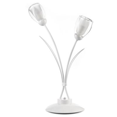 ANTRON LAMPADA DA TAVOLO CLASSICA 2 LUCI IN METALLO BIANCO CON DIFFUSORI IN VETRO LAMPADINE ATTACCO E14