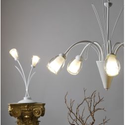 ANTRON LAMPADA DA TAVOLO CLASSICA 2 LUCI IN METALLO BIANCO CON DIFFUSORI IN VETRO LAMPADINE ATTACCO E14 2