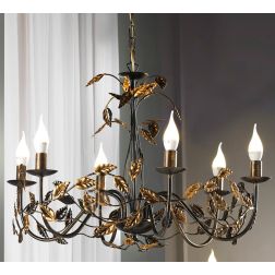COLLANA LAMPADARIO FLOREALE 6 LUCI CLASSICO D70 CM AVORIO O BRONZO CON LAMPADINE A VISTA 2