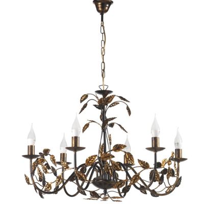 COLLANA LAMPADARIO FLOREALE 6 LUCI CLASSICO D70 CM AVORIO O BRONZO CON LAMPADINE A VISTA