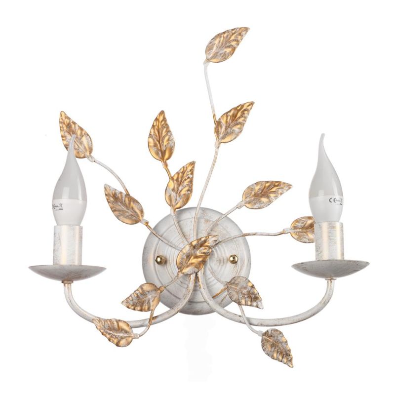COLLANA LAMPADA DA PARETE 2 LUCI CLASSICA  METALLO AVORIO O BRONZO CON LAMPADINE A VISTA