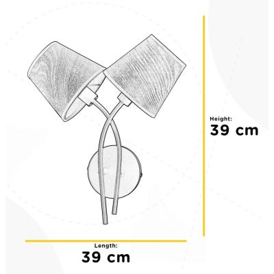 ASIA LAMPADA DA PARETE 2 LUCI IN METALLO NERO CON PARALUMI EFFETTO LEGNO LAMPADINE ATTACCO E14