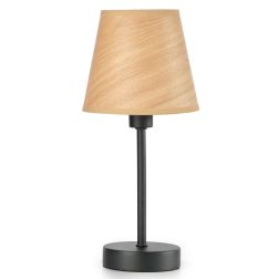 ASIA LUMETTO IN METALLO NERO CON PARALUME EFFETTO LEGNO LAMPADINA ATTACCO E14 MODERNO