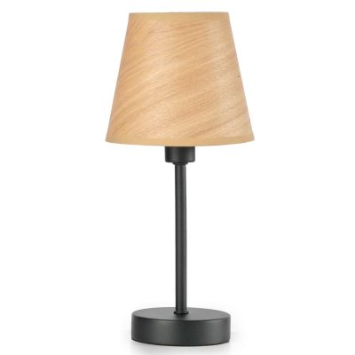 ASIA LUMETTO IN METALLO NERO CON PARALUME EFFETTO LEGNO LAMPADINA ATTACCO E14 MODERNO