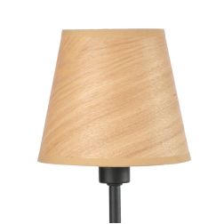 ASIA LUMETTO IN METALLO NERO CON PARALUME EFFETTO LEGNO LAMPADINA ATTACCO E14 MODERNO 2