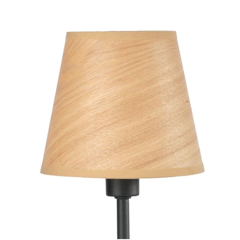 ASIA LUMETTO IN METALLO NERO CON PARALUME EFFETTO LEGNO LAMPADINA ATTACCO E14 MODERNO