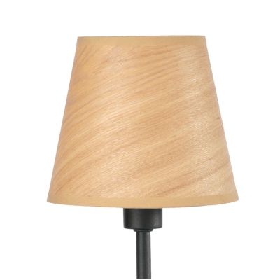 ASIA LUMETTO IN METALLO NERO CON PARALUME EFFETTO LEGNO LAMPADINA ATTACCO E14 MODERNO