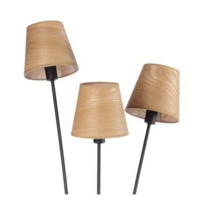 ASIA PIANTANA 3 LUCI IN METALLO NERO CON PARALUMI EFFETTO LEGNO MODERNA LAMPADINE ATTACCO E14