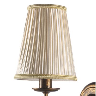 DELIA APPLIQUE 1 LUCE IN METALLO BRONZO ANTICATO CON PARALUME IN STOFFA AVORIO DETTAGLI IN CRISTALLO CLASSICA