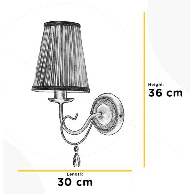 DELIA APPLIQUE 1 LUCE IN METALLO BRONZO ANTICATO CON PARALUME IN STOFFA AVORIO DETTAGLI IN CRISTALLO CLASSICA