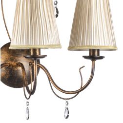 DELIA LAMPADA DA PARETE 3 LUCI IN METALLO BRONZO ANTICATO CON PARALUMI IN STOFFA AVORIO DETTAGLI IN CRISTALLO 2