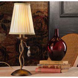 DELIA LUMETTO CLASSICO IN METALLO BRONZO ANTICATO CON PARALUME IN STOFFA AVORIO PENDAGLIO IN CRISTALLO