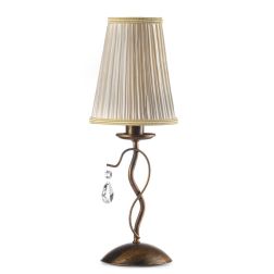 DELIA LUMETTO CLASSICO IN METALLO BRONZO ANTICATO CON PARALUME IN STOFFA AVORIO PENDAGLIO IN CRISTALLO 2