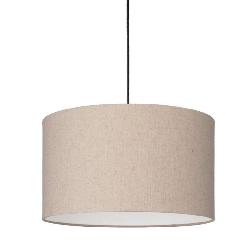 FENIGLIA SOSPENSIONE ROTONDA D38 CM IN TESSUTO DI LINO NATURALE MODERNA CON LAMPADINE ATTACCO E27