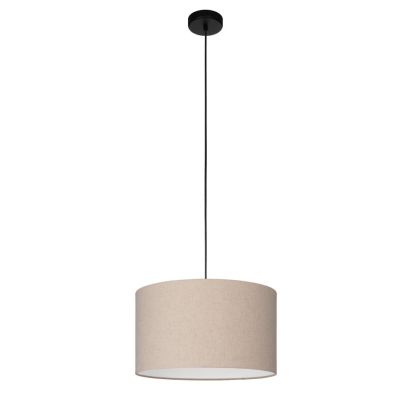 FENIGLIA SOSPENSIONE ROTONDA D38 CM IN TESSUTO DI LINO NATURALE MODERNA CON LAMPADINE ATTACCO E27