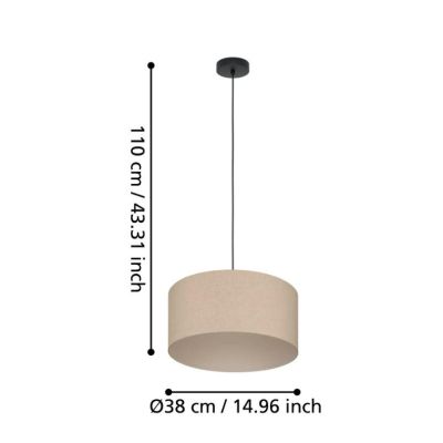 FENIGLIA SOSPENSIONE ROTONDA D38 CM IN TESSUTO DI LINO NATURALE MODERNA CON LAMPADINE ATTACCO E27